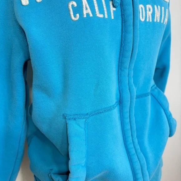 HOLLISTER California Y2K Zip Hoodie Jacket S Sky Blue - Picture 7 of 13